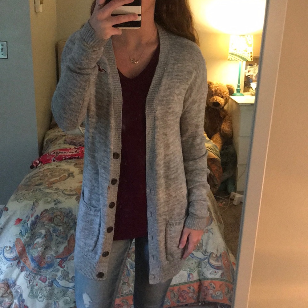 long grey cardigan